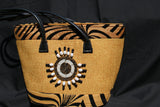 Maasai Tote Handbag with leather handle - Camel