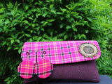 Clutch Purse with Bead detail and Matching Earrings (Berry)