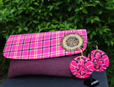 Clutch Purse with Bead detail and Matching Earrings (Berry)
