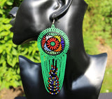 Large Beaded Earrings - Round and Layered drop (various colours)