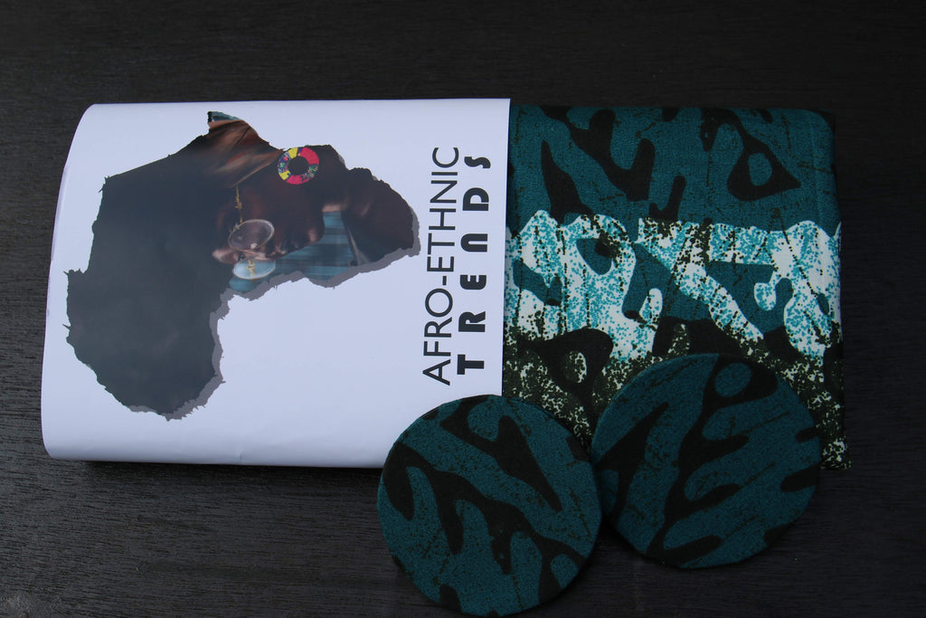 Tie and Dye (Adiré) Cotton/ Tie and Dye Patterned Ankara Headwraps with XL Stud Earring set.