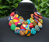 Ankara Layered Button Necklace