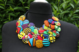 Ankara Layered Button Necklace