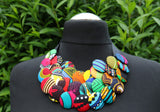 Ankara Layered Button Necklace