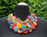 Ankara Layered Button Necklace