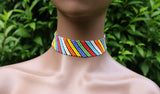 Multicoloured choker made with beads