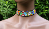 Multicoloured choker made with beads