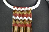Beaded Tie Necklace with Aztec Pattern.