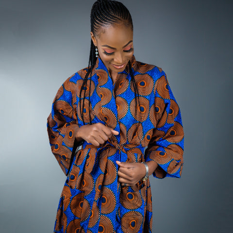 Bridesmaids Dressing Robes made with Silk Ankara Print Fabric