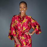 Bridesmaids Dressing Robes made with Satin Ankara Print Fabric