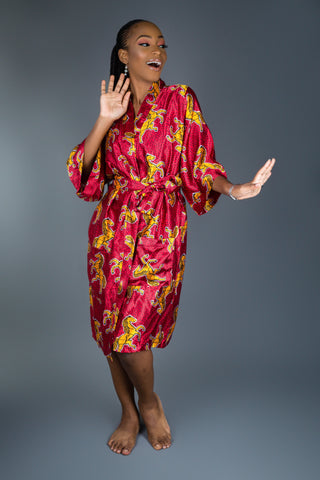 Bridesmaids Dressing Robes made with Satin Ankara Print Fabric