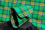 Green Tartan clutch bag with gold chain handle