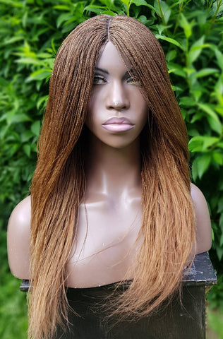 Micro 'Million' Braid Wig with lace parting (Black, Burgundy and Honey Gold)