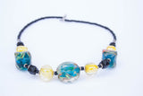 Glass and beads multicoloured necklace and earring set