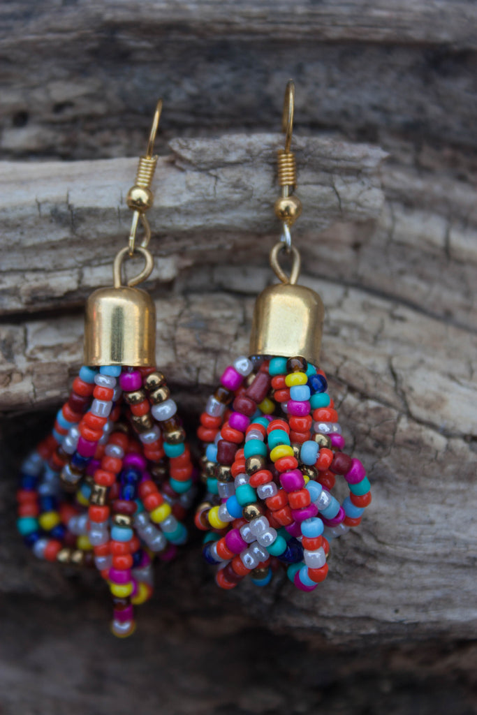 Handmade beaded drop earrings