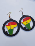 Afrocentric handmade wooden earrings: various colours