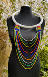 Zulu Hoop and Layered Necklace with Earrings Set- Five colours