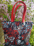 Ankara Print and Faux Leather Tote  Handbags