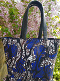 Ankara Print and Faux Leather Tote  Handbags