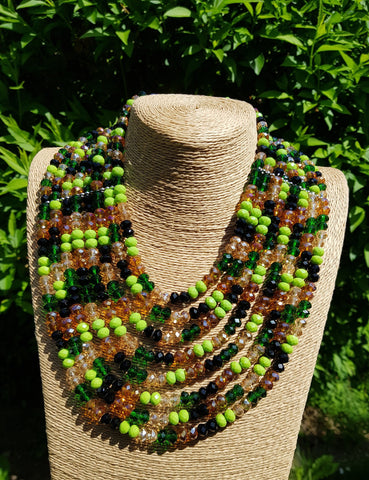 Stunning Multicoloured Glass Crystal Beads Set (Necklace/Earrings/Bracelet)