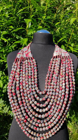Kalamkari Fabric Multilayered Necklace: Asian-Fusion Collection