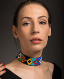 Multicoloured choker made with beads