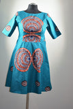 Midi Flared Ankara Dress embellished with rhinestone.