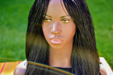 Micro 'Million' Braid Wig with lace parting (Black, Burgundy and Honey Gold)