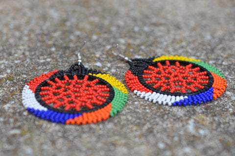 Zulu Beaded Dangle Earrings - handmade