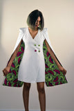 Tuxedo Cape Dress with Ankara Print detail