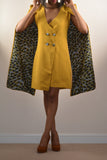 Tuxedo Cape Dress with Ankara Print detail