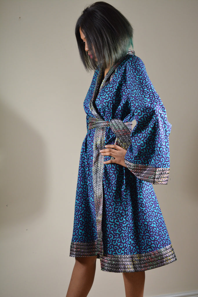 Kimono Midi Dress made with Ankara Fabric (Custom Orders)