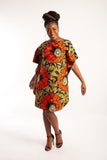 Floaty Batwing Dress made with Ankara and embellished with Rhinestones