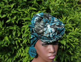 Tie and Dye (Adiré) Cotton/ Tie and Dye Patterned Ankara Headwraps with XL Stud Earring set.