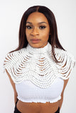 Queen Nandi Collection - Shoulder Jewellery made with wooden beads - White