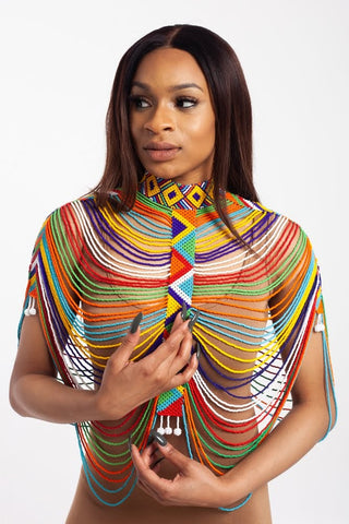 Body Jewellery - Multicoloured Zulu Beaded Shawl