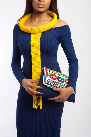 Ndebele Clutch Purse made with beads and woven canvas fabric