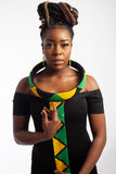 Isigolwani Neck Ring and Hoop - Black/Yellow/ Green)