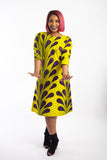 Jewelled Ankara Dress with pockets  - Yellow and Purple