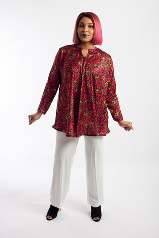 Satin Ankara / Satin Adire (Tie & Dye) and Chiffon Ankara Blouse