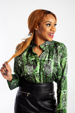 Satin Ankara / Satin Adire (Tie & Dye) and Chiffon Ankara Blouse