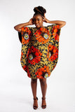 Floaty Batwing Dress made with Ankara and embellished with Rhinestones