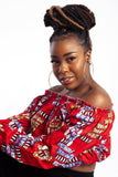 Elasticated Off-Shoulder Ankara Top