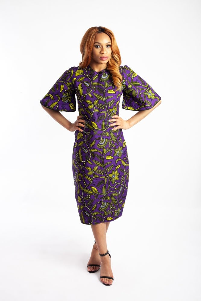Dera ankara print midi dress, by anikescouture - Short dresses - Afrikrea
