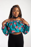 Elasticated Off-Shoulder Ankara Top