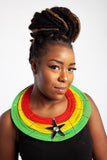 Maasai Disc Necklace - Jamaica, Nigeria, Barbados, Ghana and St Lucia Flag Colours