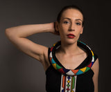 Isigolwani (neck ring) with beaded tie necklace (Torso/ Thigh length) - Multicoloured