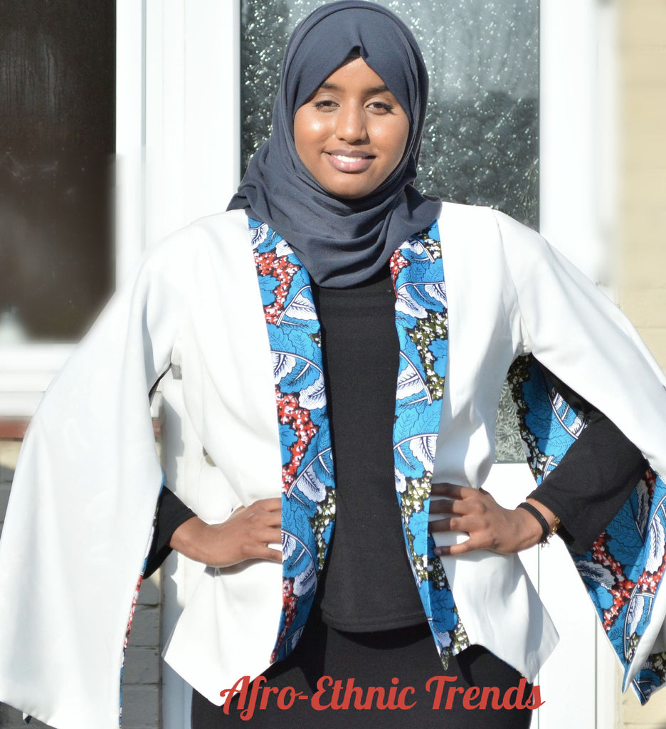 Bespoke Cape Blazer made with Ankara Print Fabric