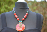 Charming necklace made with wood, beads and glass
