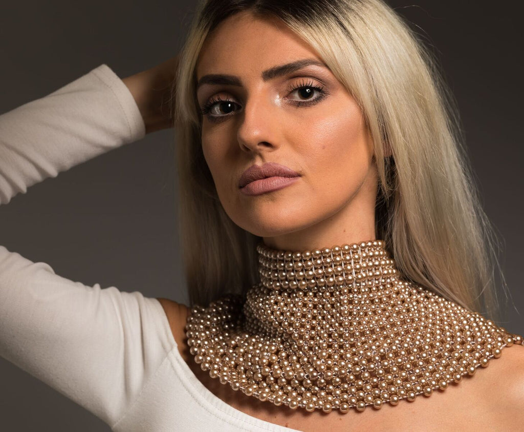 Queen Nandi Collection - Shoulder Jewellery made with ceramic beads - Rose Gold